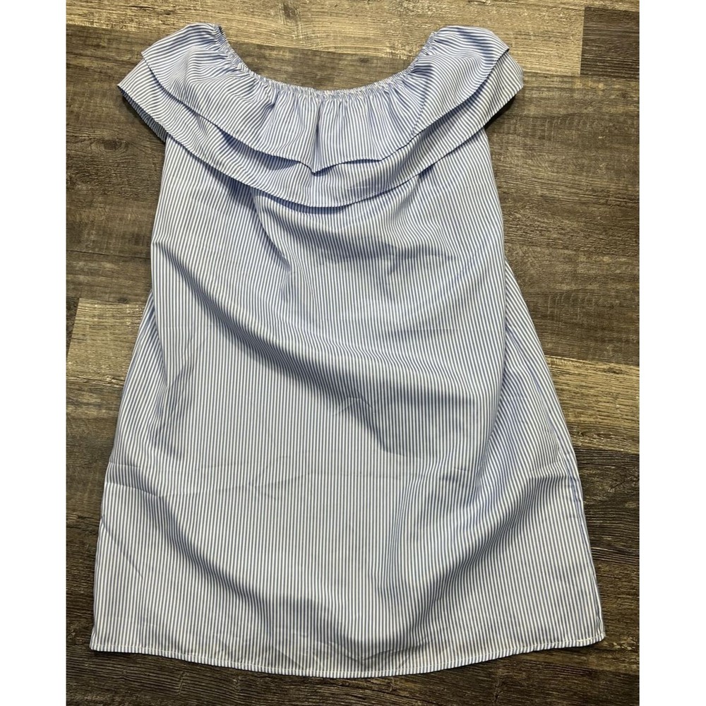 Beach Lounge Women\s Off Shoulder Ruffle Pockets Blue White Size XXL - Picture 6 of 10